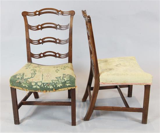 A set of eight George III mahogany ladderback dining chairs, H.3ft 2in.